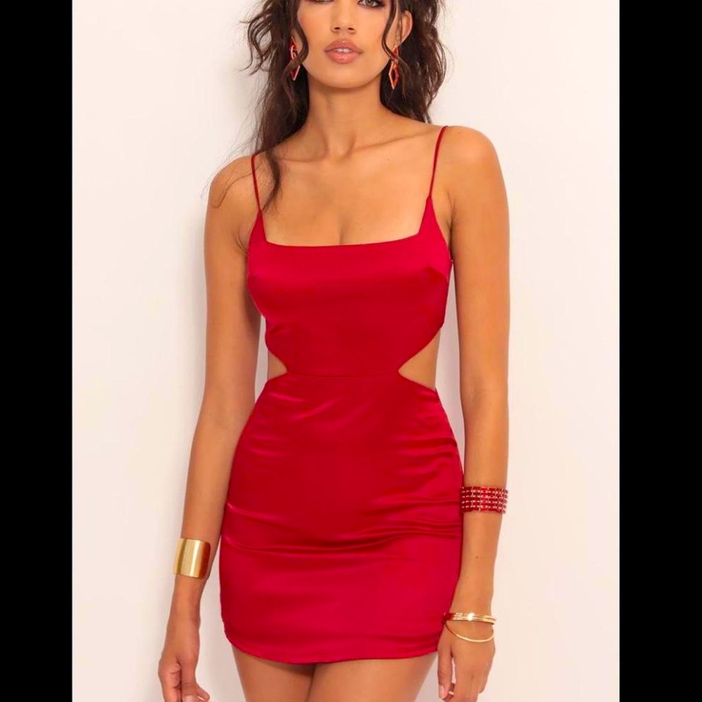 Lucy in the Sky Red Cutout Satin Mini Dress
